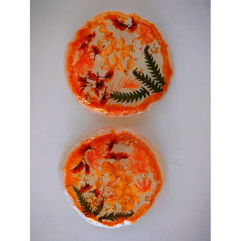 Комплект подстаканников из эпоксидной смолы с сухоцветами 2 шт.