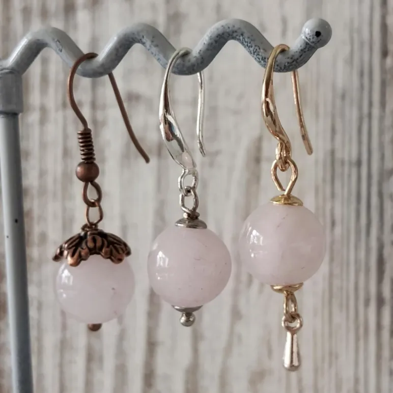 Серьги с розовым кварцем