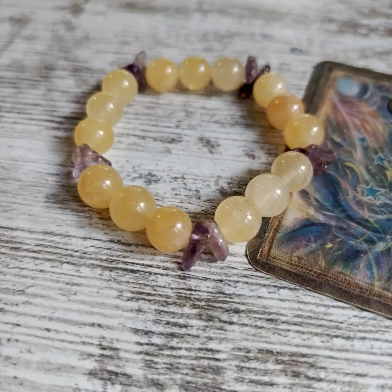 Браслет из кальцита с аметрином