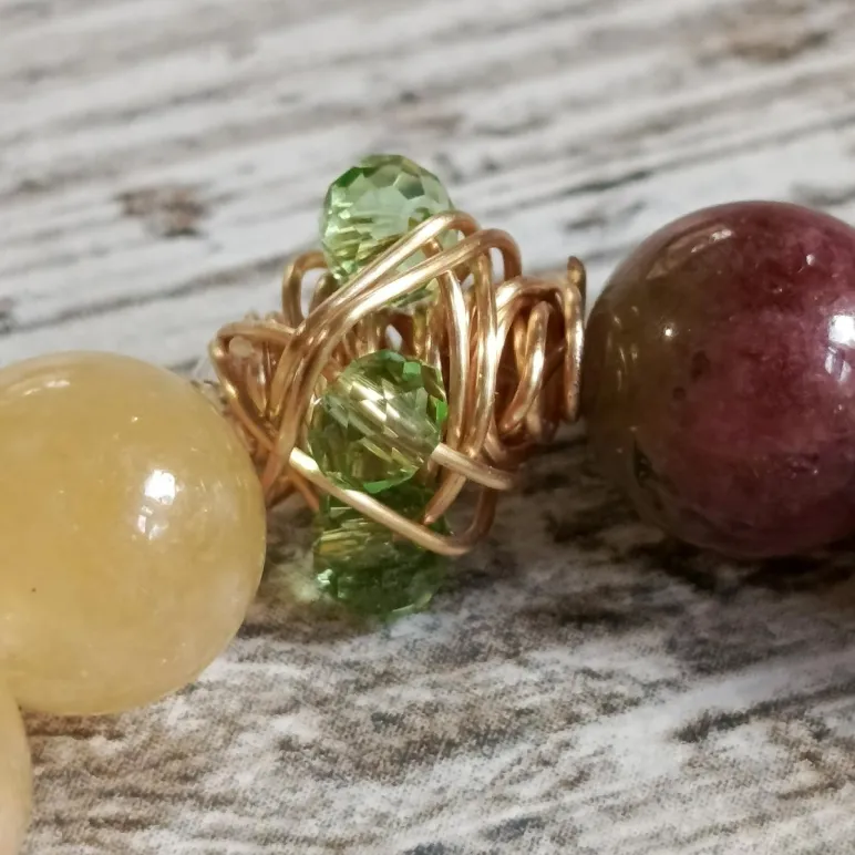 Браслет из кальцита и арбузного турмалина