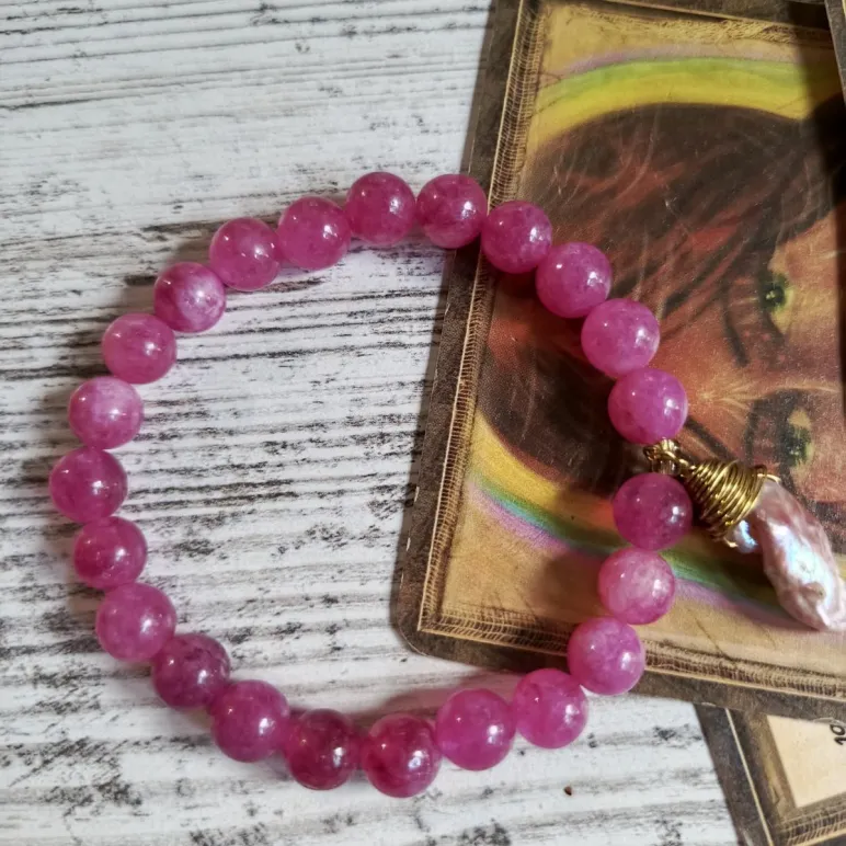 Браслет из халцедона с жемчугом Бива