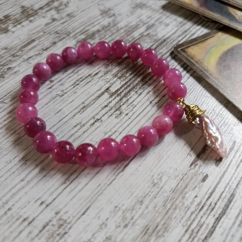 Браслет из халцедона с жемчугом Бива