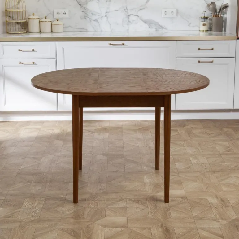 Круглый, раздвижной стол. Дубовый шпон, массив ясеня