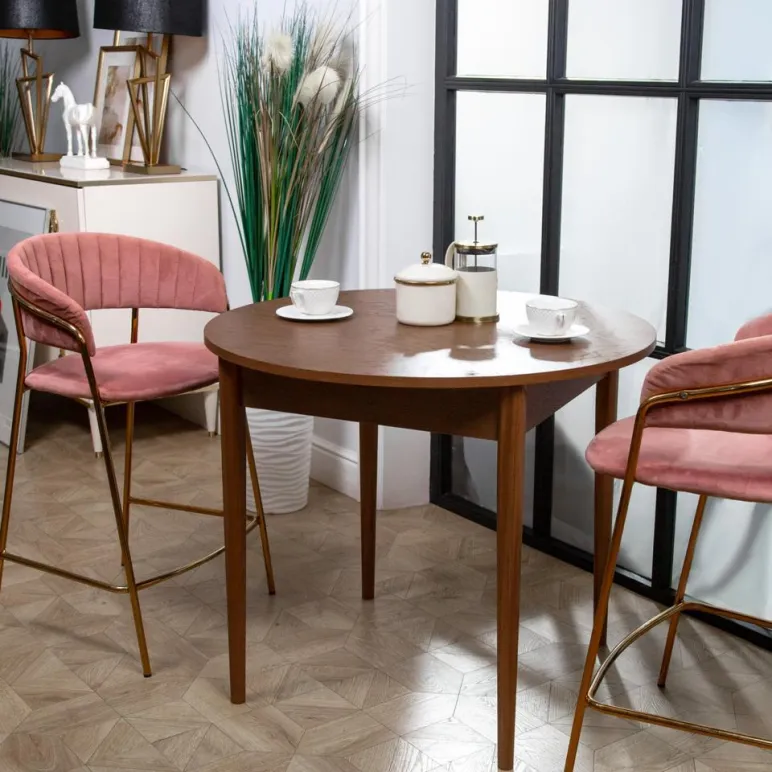 Круглый, раздвижной стол. Дубовый шпон, массив ясеня