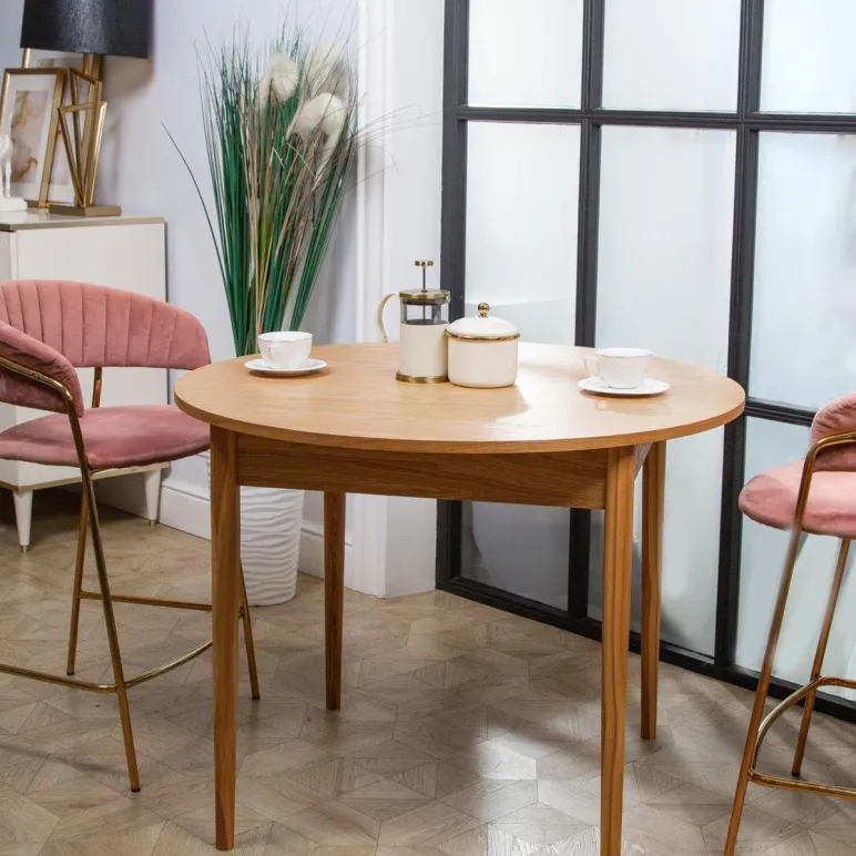 Круглый, раздвижной стол. Дубовый шпон, массив ясеня