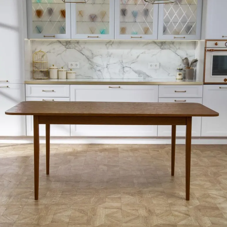 Прямоугольный, раздвижной стол. Дубовый шпон, массив ясеня