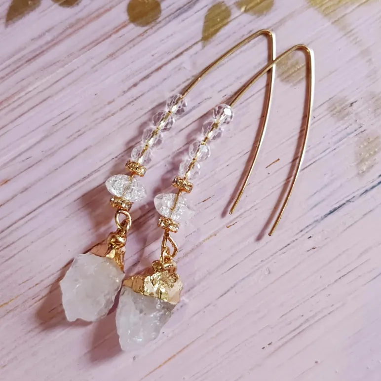 Серьги с кварцем и хрусталем
