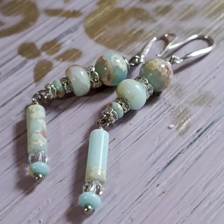 Серьги с голубым варисцитом