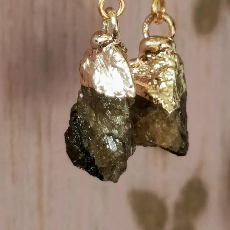 Серьги с раухтопазом и хрусталем