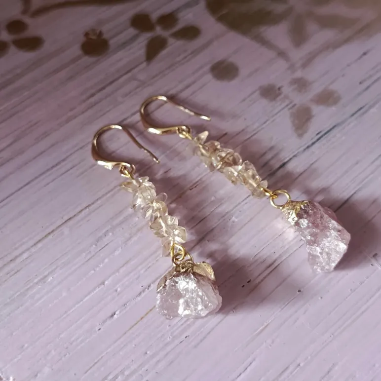 Серьги с клубничным кварцем