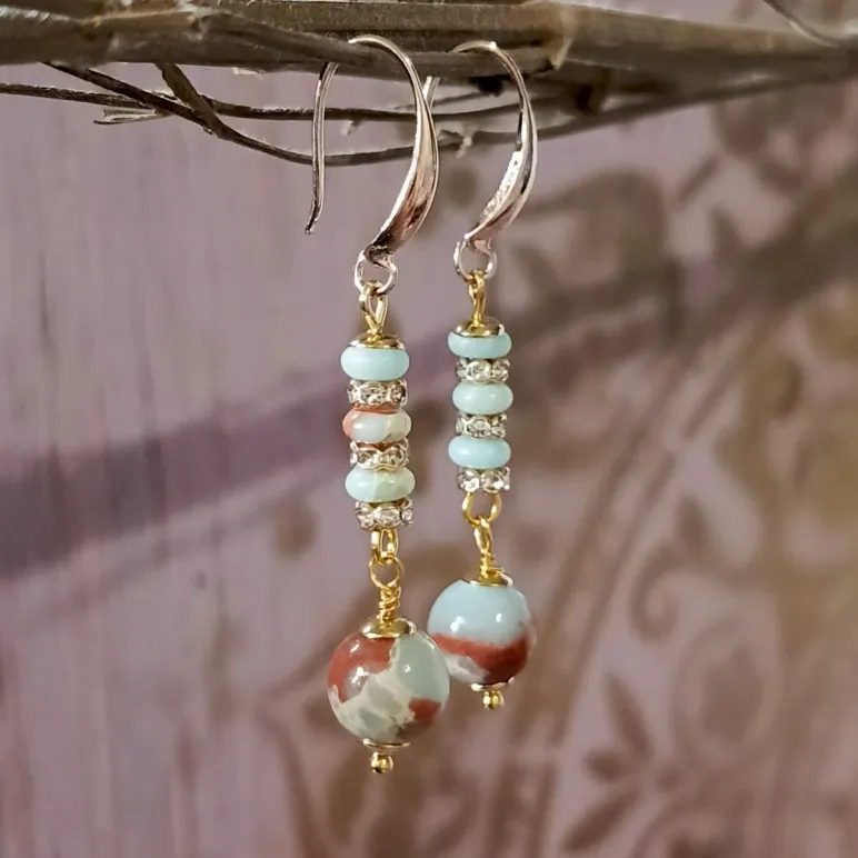 Серьги с голубым варисцитом