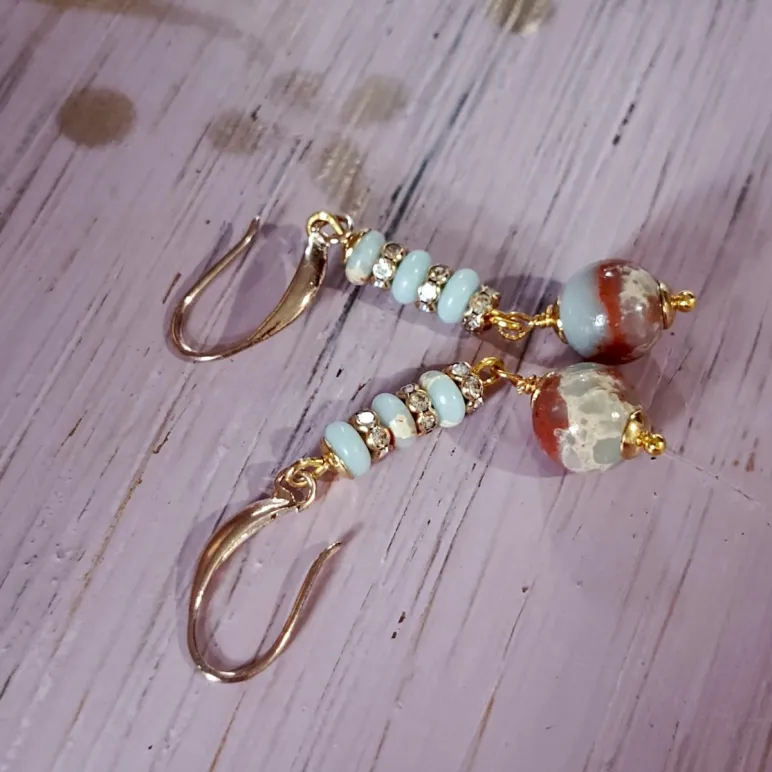 Серьги с голубым варисцитом