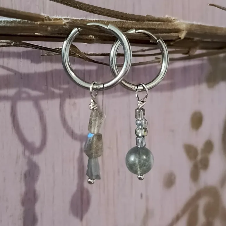 Серьги конго с лабрадором