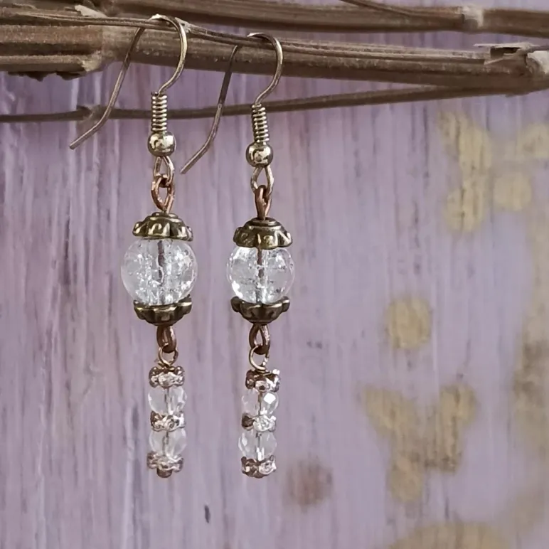 Серьги с кварцем и хрусталем