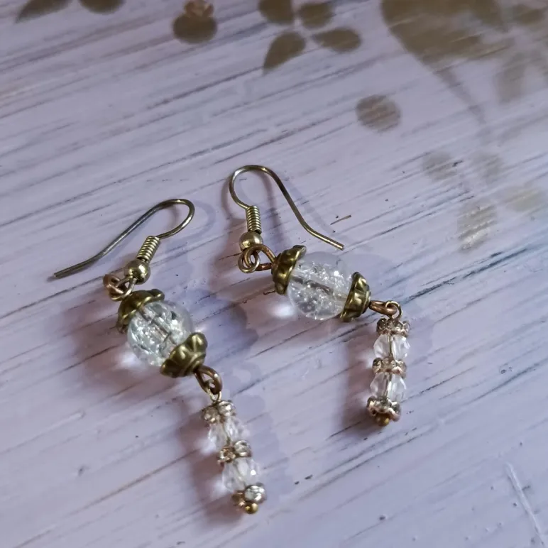 Серьги с кварцем и хрусталем