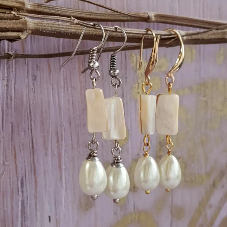 Серьги с натуральным перламутром и жемчугом