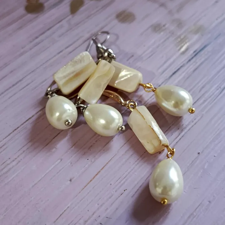 Серьги с натуральным перламутром и жемчугом
