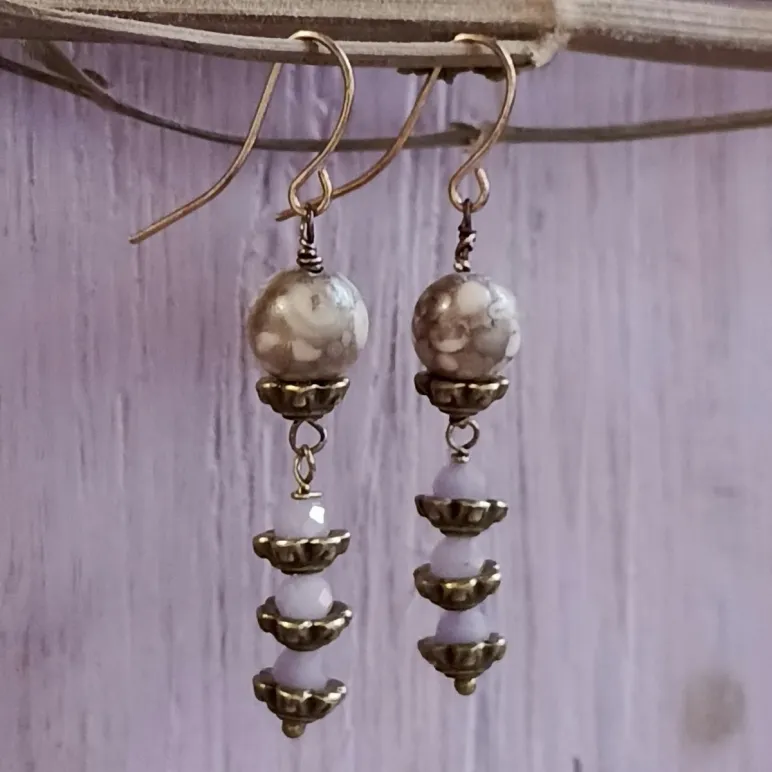 Серьги с майфанитом и фосфосидеритом