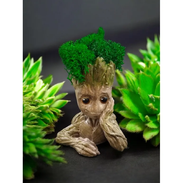 Кашпо "Я есть Грут" со стабилизированным мхом