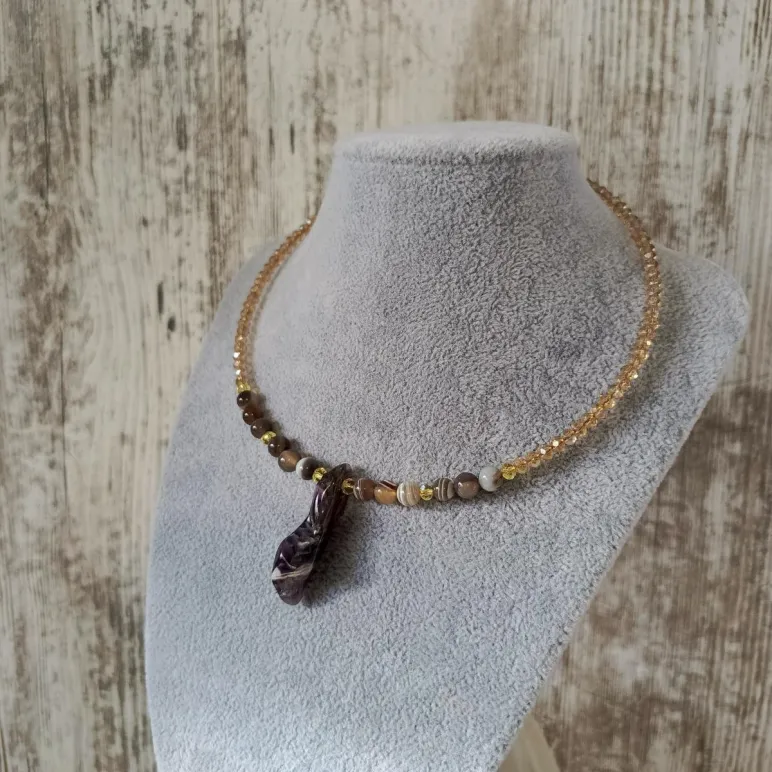 Чокер с аметистом и агатом