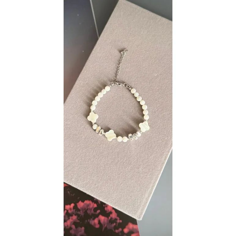 Браслет из натурального перламутра и гематита