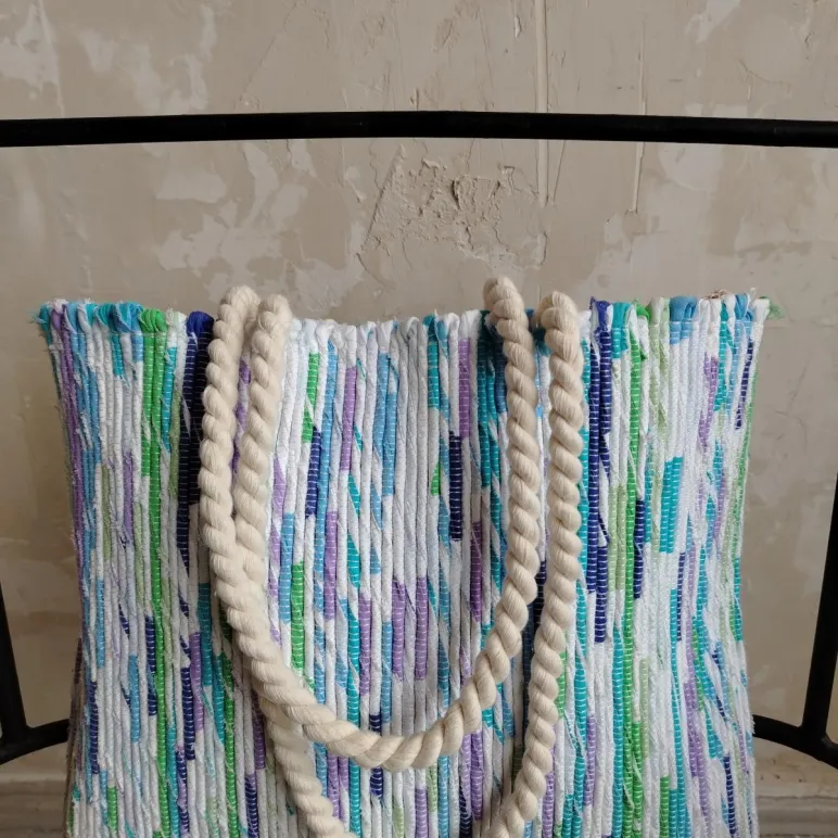 Сумка шопер из хлопка. Ручное ткачество.