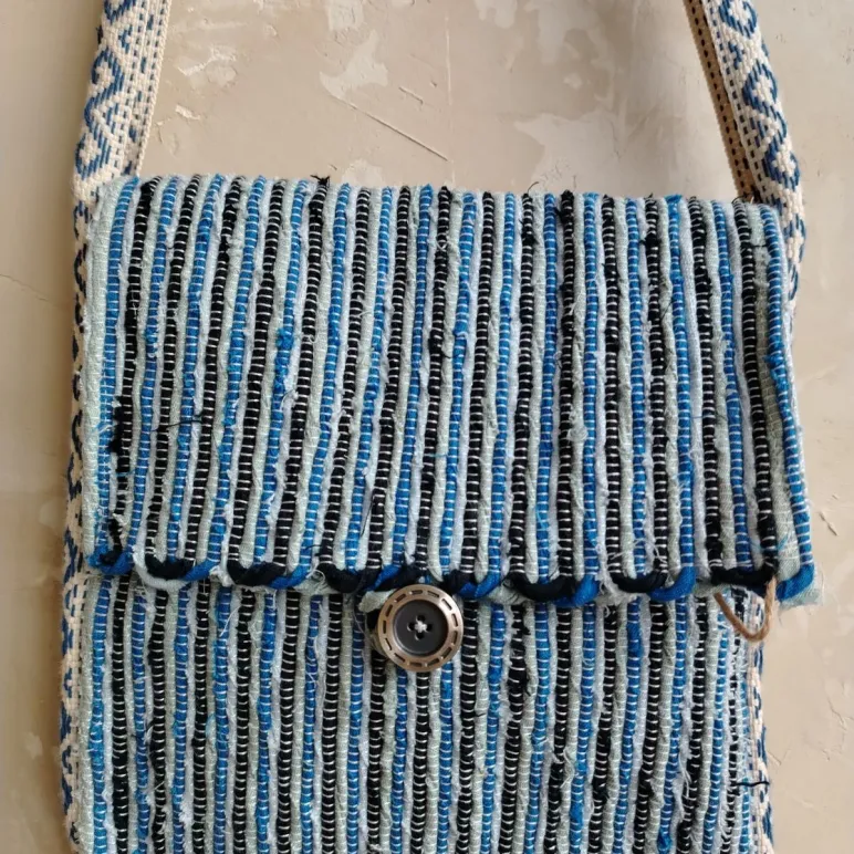 Домотканая сумка из умягченного льна. Ручная работа.