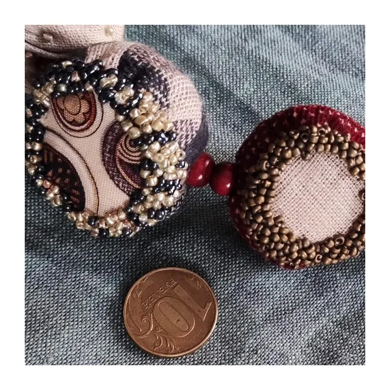 Бусы из текстиля ручной работы в стиле бохо