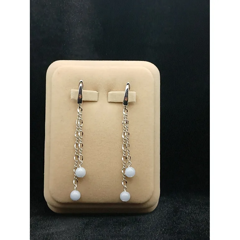 Серьги длинные с ангелитом на цепочке