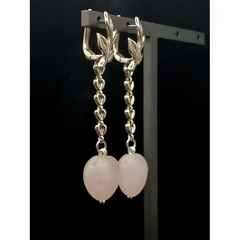 Серьги с розовым кварцем