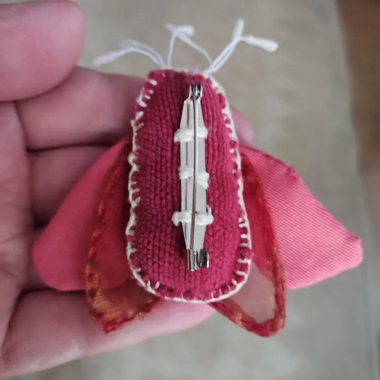 Брошь "Красный мотылёк"