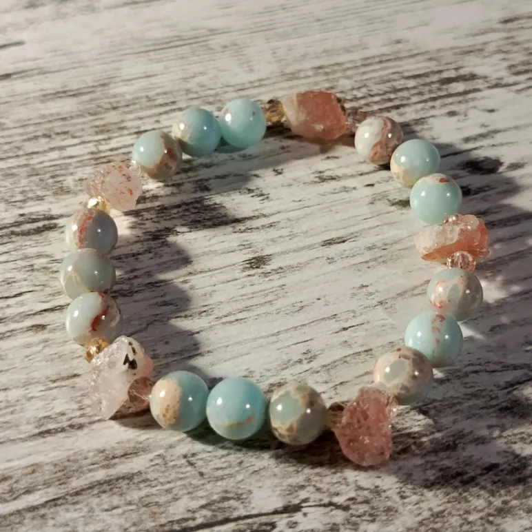 Браслет из варисцита и кварца