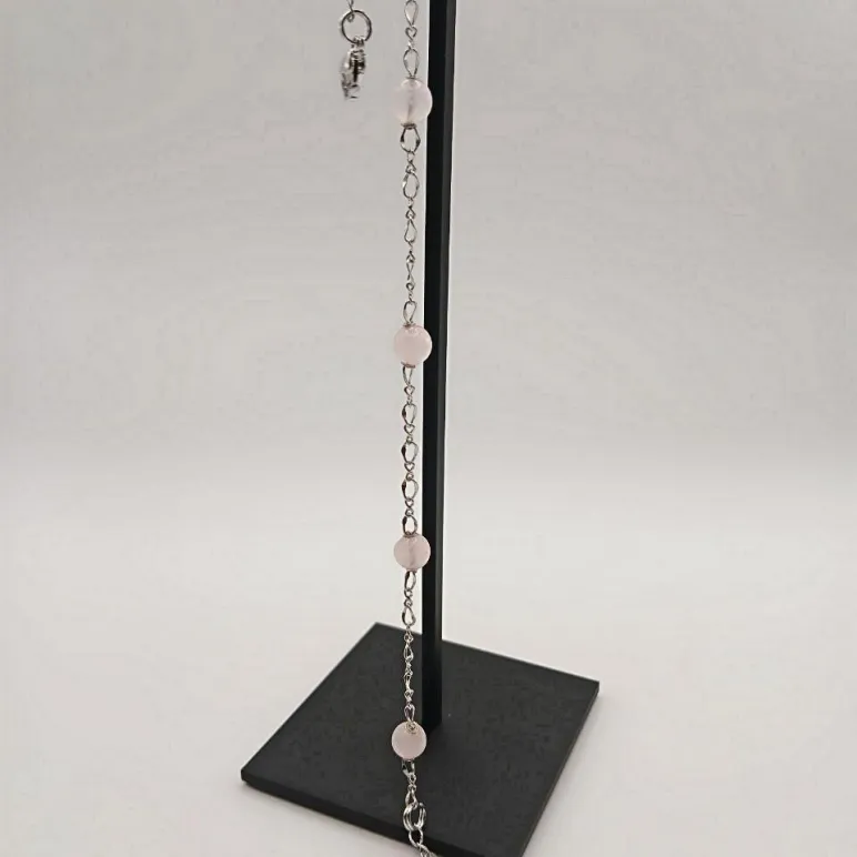 Браслет цепочка с розовым кварцем