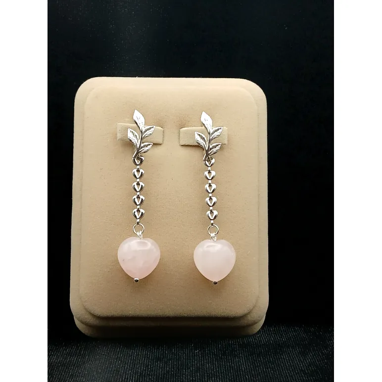 Серьги с розовым кварцем