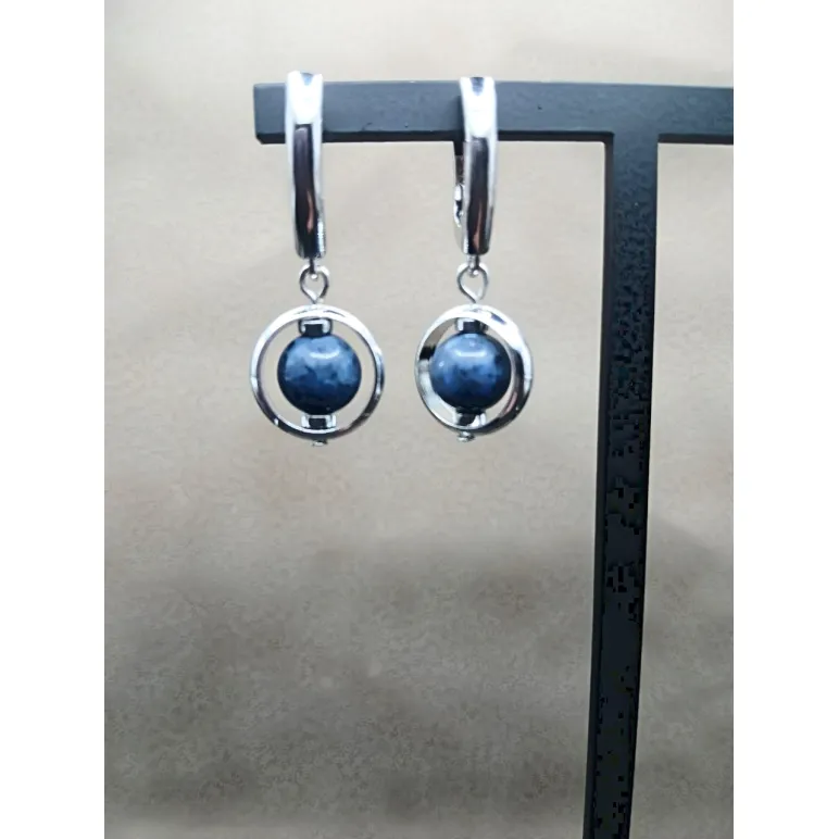 Серьги с камнем дюмортьеритом