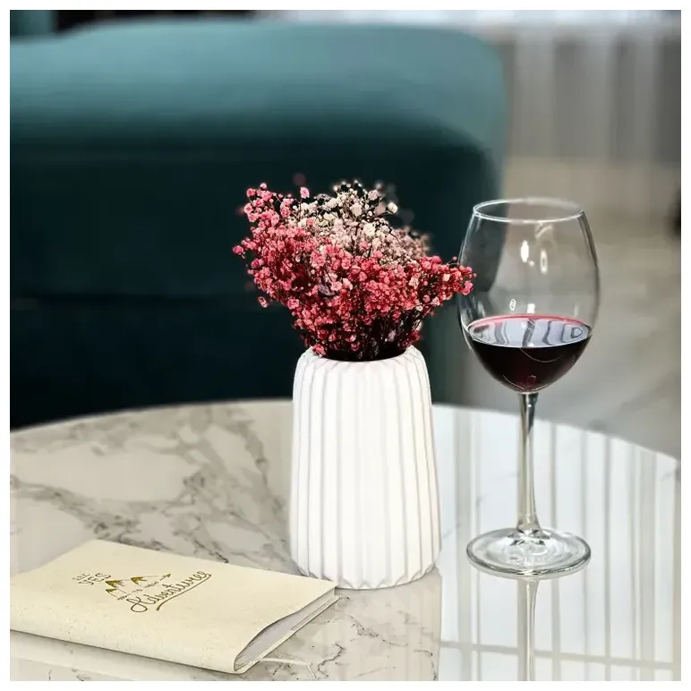 Ваза из гипса 15 см интерьерная ДЕКОР67, для сухоцветов