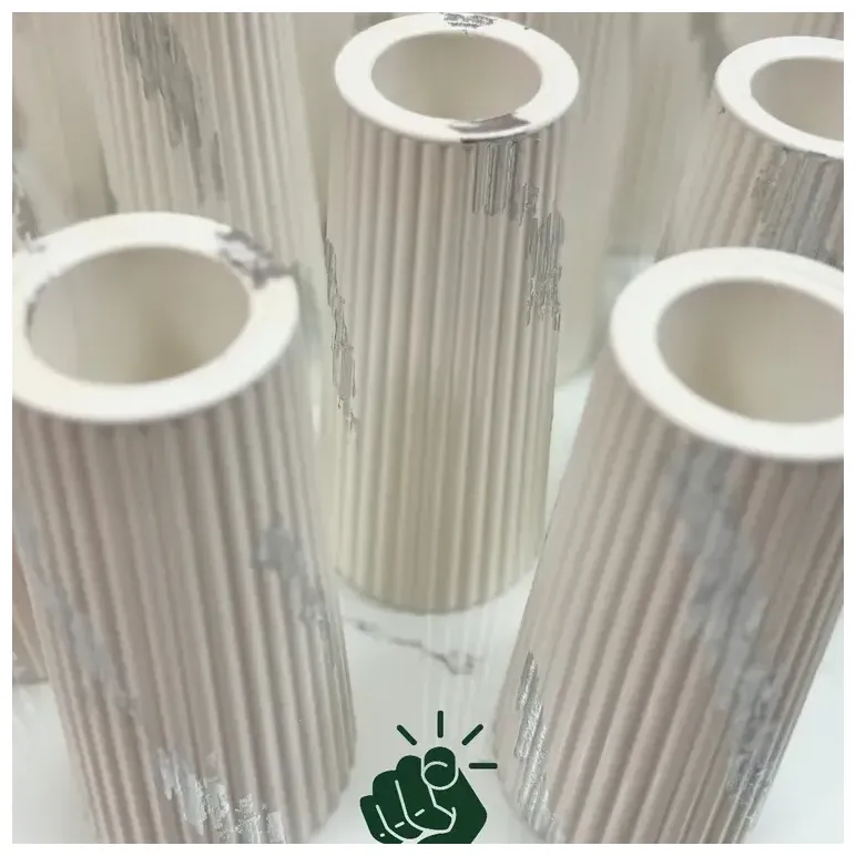 Ваза настольная "ДЕКОР67", гипс, ручная работа, серебряная поталь, 19 см