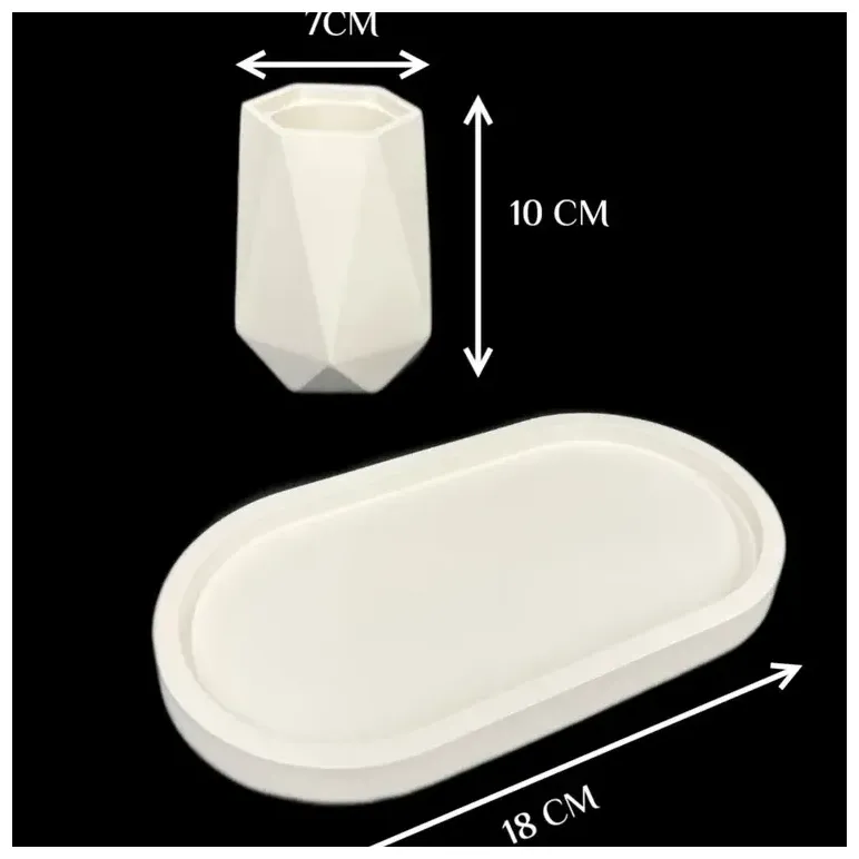 Поднос с вазой для сухоцветов декоративный "Грани"