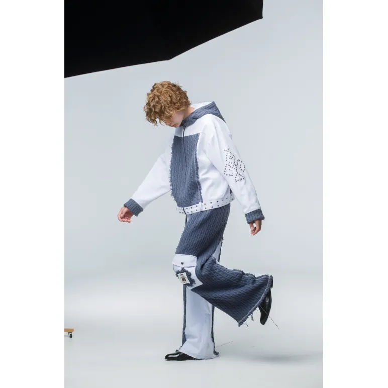 ​Авторский дизайнерский комплект в авангардном стиле. Жакет с капюшоном. Широкие брюки.