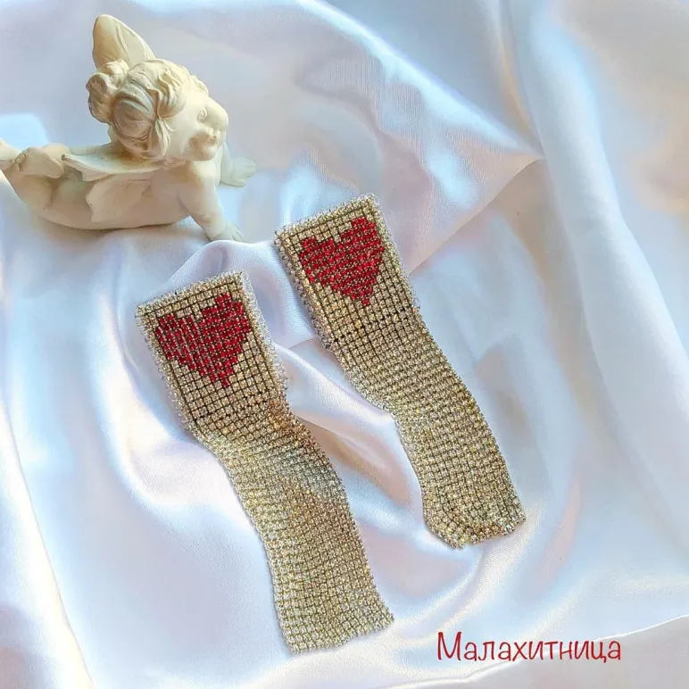 Серьги из страз "Возьми мое сердце"