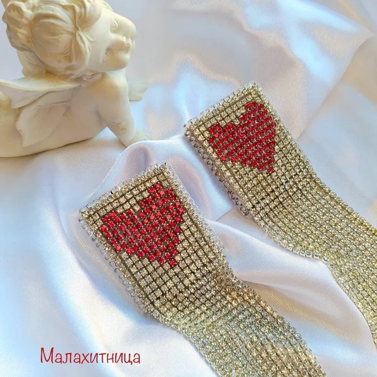 Серьги из страз "Возьми мое сердце"