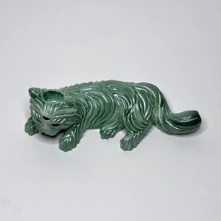 Курительная трубка ручной работы Трехглазый кот Зеленый металлик