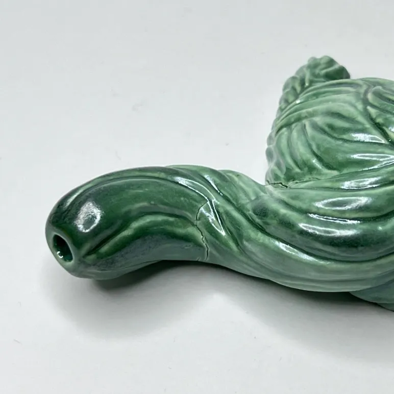 Курительная трубка ручной работы Трехглазый кот Зеленый металлик