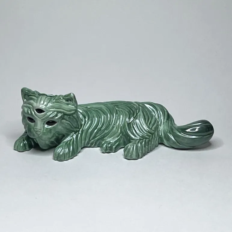 Курительная трубка ручной работы Трехглазый кот Зеленый металлик