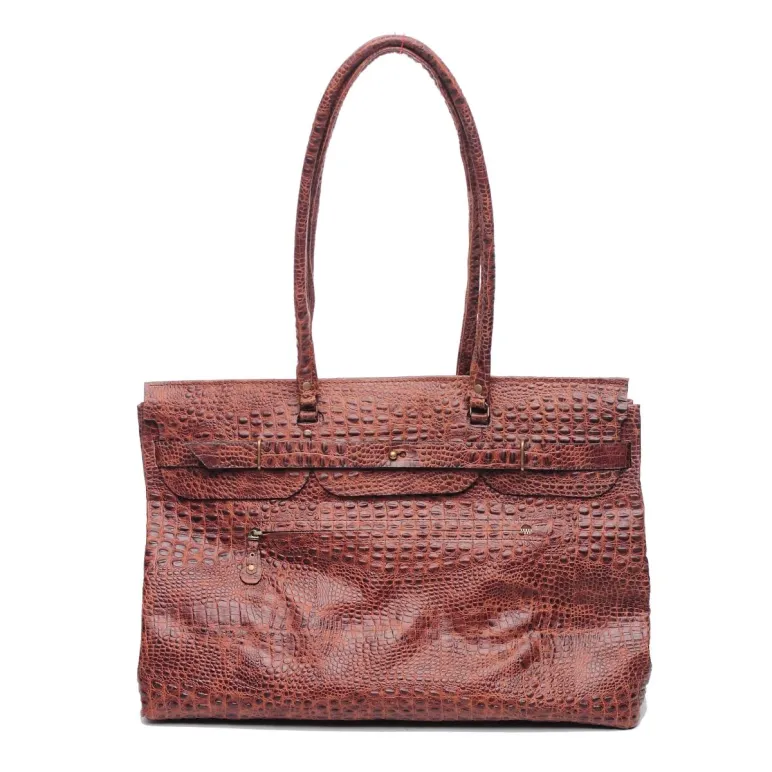 Сумка шоппер: в стиле HERMES, кайман коньяк
