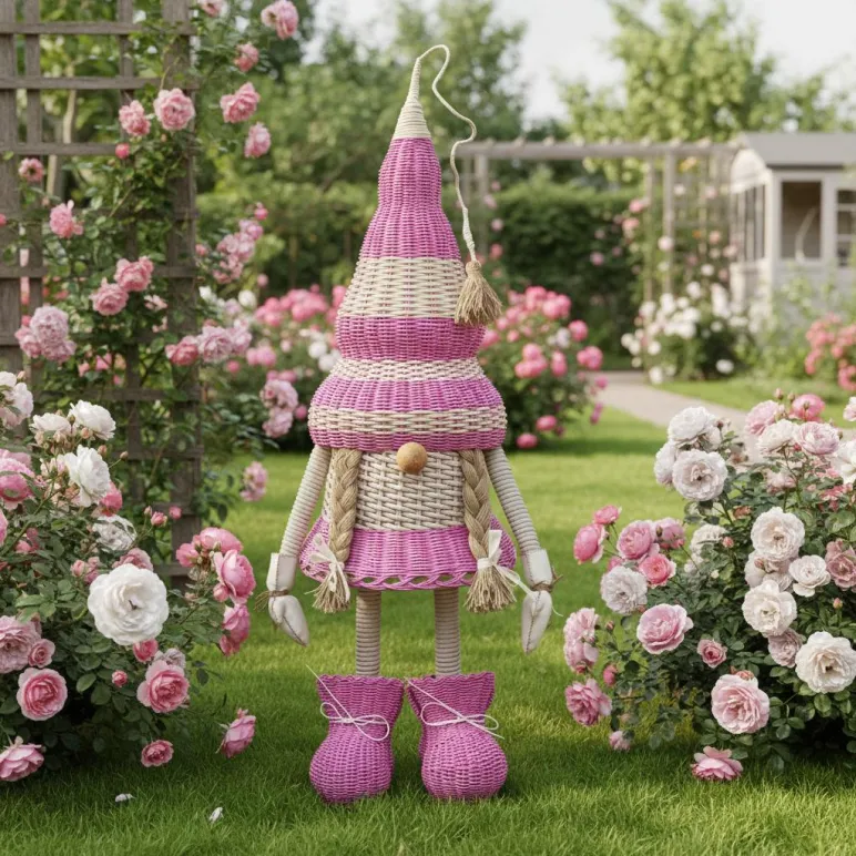 Гном ручной работы из ротанга