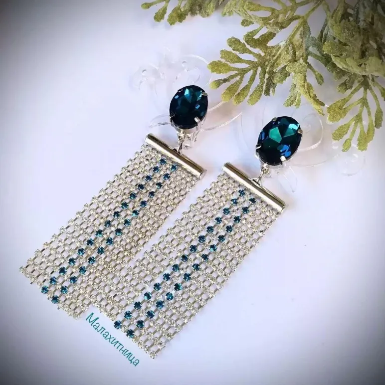 Клипсы «Брызги бирюзовых звезд»