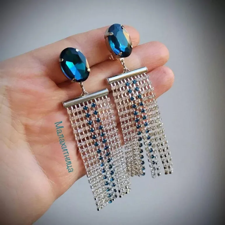 Клипсы «Брызги бирюзовых звезд»