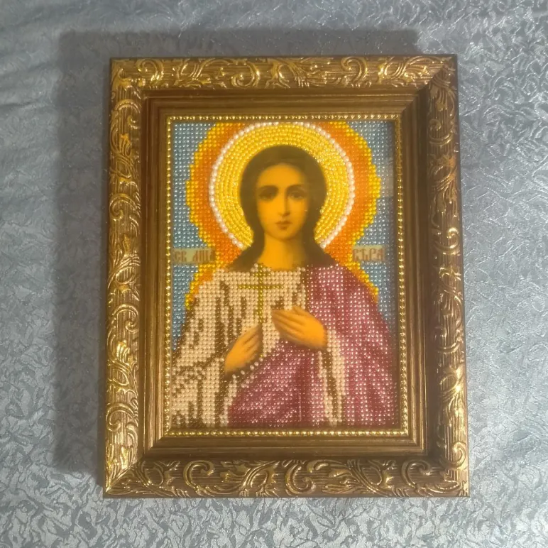 Православная икона, вышитая бисером, Вера
