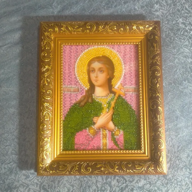 Православная икона, вышитая бисером, Василиса